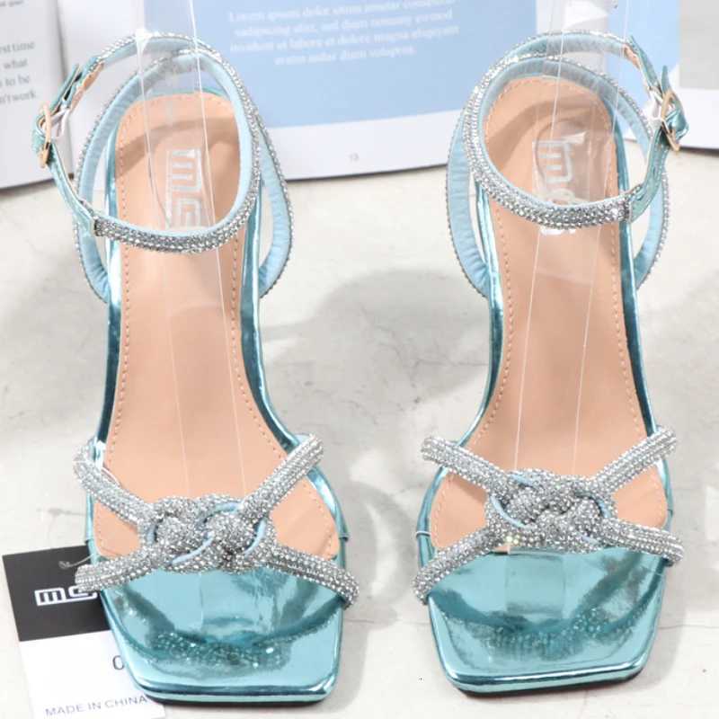 Luxury Rhinestone Patent Leather Women Sandals Thin Heel Open Toe Superhigh Heel Designer Shoes Cross Tied Party Dress Shoes Z251015