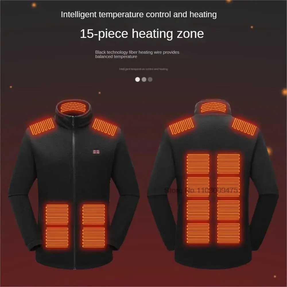 Heated Jacket Men Warm Vest USB Self Heating Jacket Women 15 Areas Heated Coat Ski Camping Hiking Winter Cotton Clothes Washed H251017