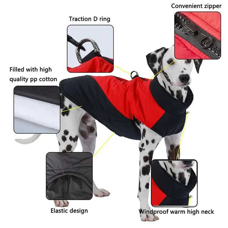 Pet Dog Jacket For Small Large Dogs Cats Winter Warm Puppy Waterproof Elastic Clothing with Dring Labrador French Bulldog CoatW251017