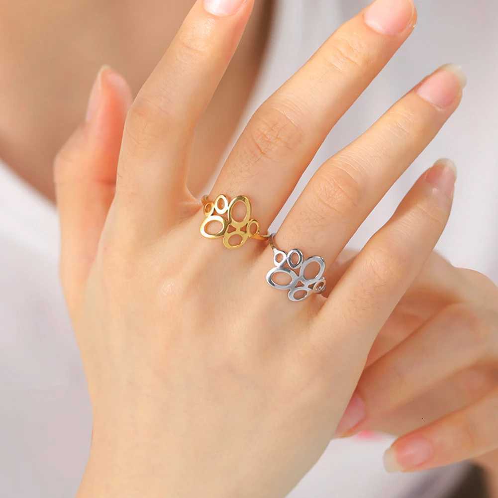 Skyrim Women Irregular Geometric Ring Stainless Steel Minimalist Oval Finger Rings Kpop Fashion Jewelry Gift for Lover New InW251017