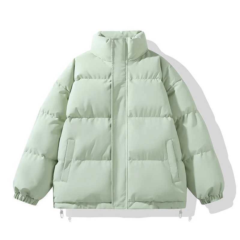 Winter Padded Jacket Men Loose Large Size Stand Collar Solid Color Quilted Coat Cold Proof Warm Thick Casual Wadded Jacket W251016