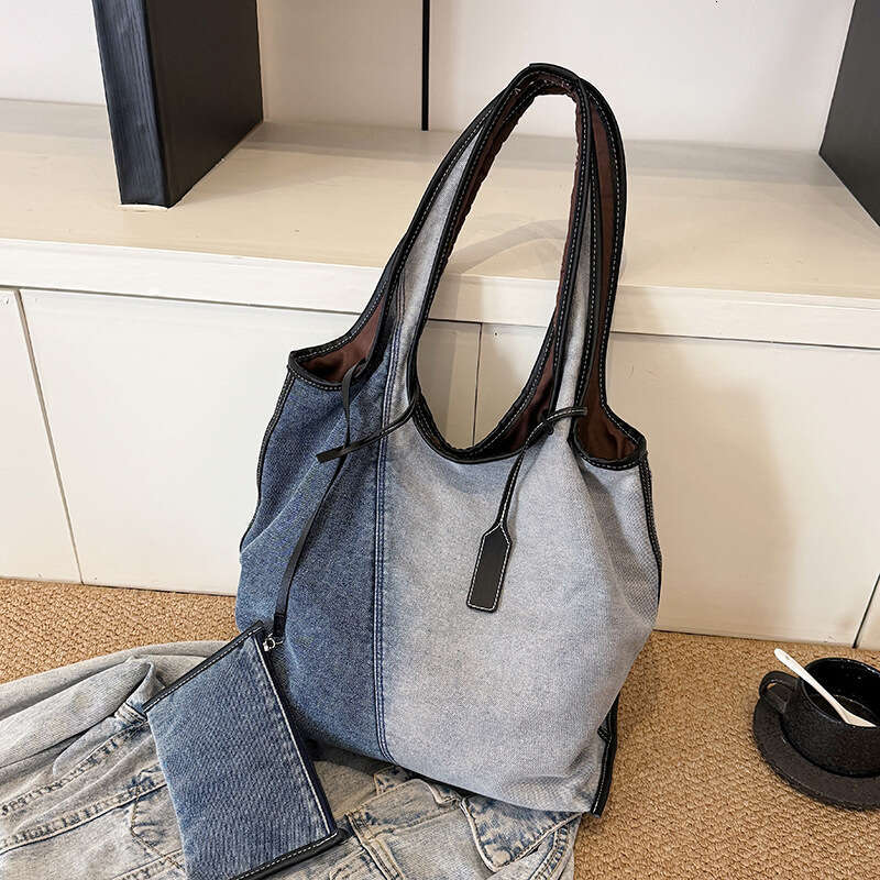 Casual Large Capacity Denim for Women 2025 New Spring Designer Bags Commuter Versatile Shoulder College Student Tote Bag