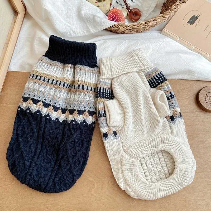 Winter Warm Pet Dog Sweater Fashion Dog Clothes Retro Puppy Knitted Pullovers Cute Striped Cat Sweater Bichon Poodle Pet CostumeW251017