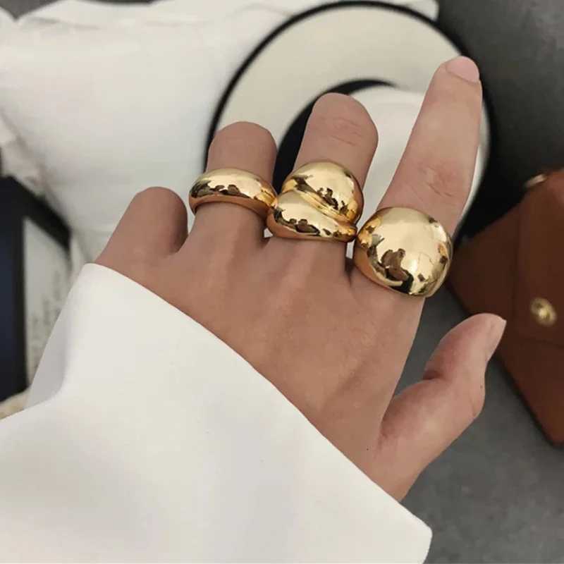3Pcs Gold Color Silver Color Metal Minimalist Glossy Wide Open Rings Geometric Finger Rings for Women Men JewelryW251017