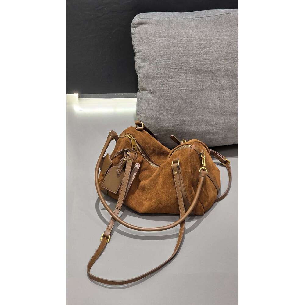 Autumn New Matte Leather Boston Pillow For Women, Large Capacity Single Shoulder Crossbody Commuter Bag, Bowling Bag