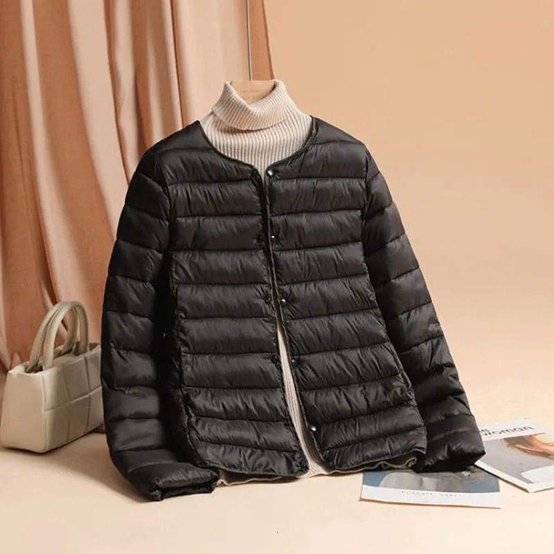 2025 Autumn Winter Warm Women Jacket Fashion Ultra Lightweight Down Cotton Slim Coat Solid Matt Fabric Windbreaker Parkas 251013