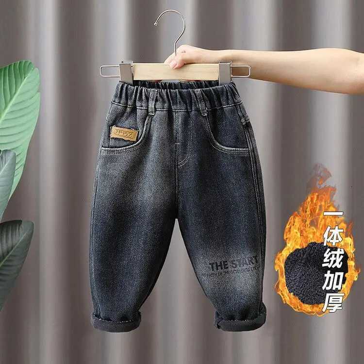 Autumn Winter Fleecelined Thickened PantsBoys Jeans New Style Korean Version Fashionable Casual Integrated Velvet For BoysT251017