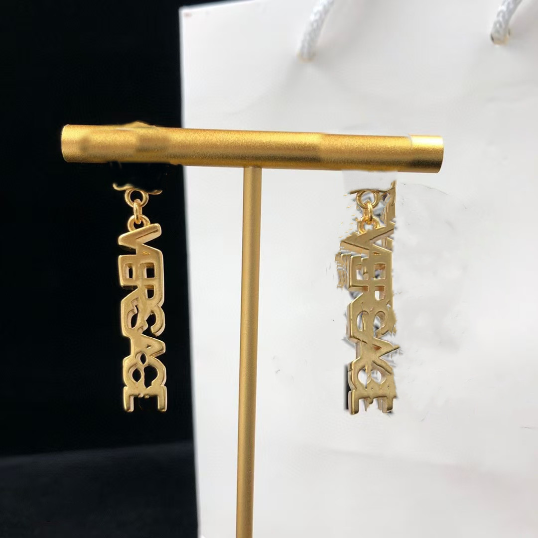 New Gold Earrings, Brass Letter Earrings, Women's Fashion Christmas Wedding Bridal Gifts, Designer Jewelry -5888888888888