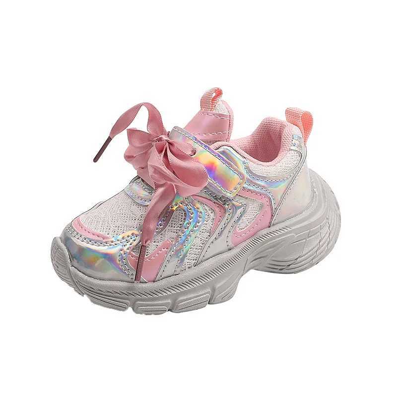 Girls Sneakers Fashion Lace Up Bow Kids Casual Shoes Pink Purple Mesh Breathable Sports Shoes Student Soft Sole Running ShoesT251017
