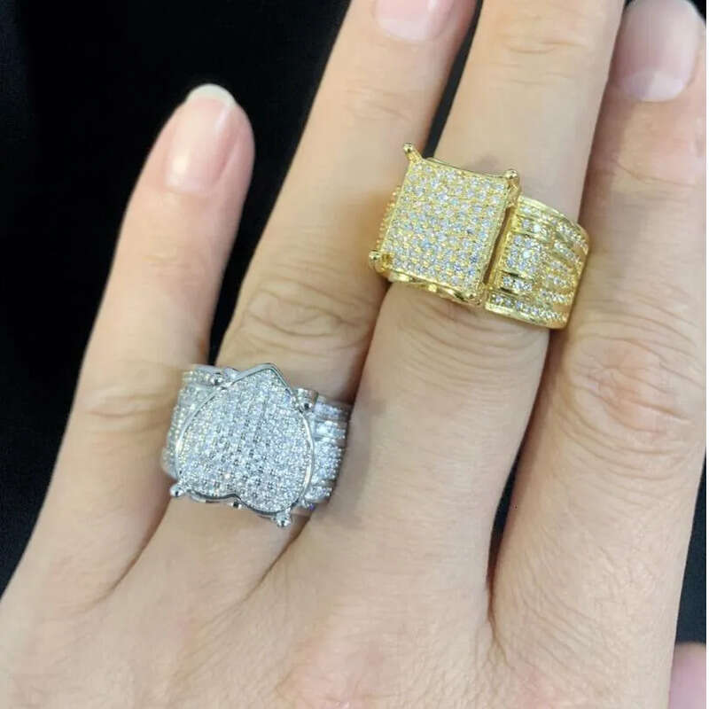 Rulalei Designer Valuable Court High Carbon Dia Ring Sterling Sier Gold Engagement Wedding Rings for Women Men Anniversary Party Jewelry Gift