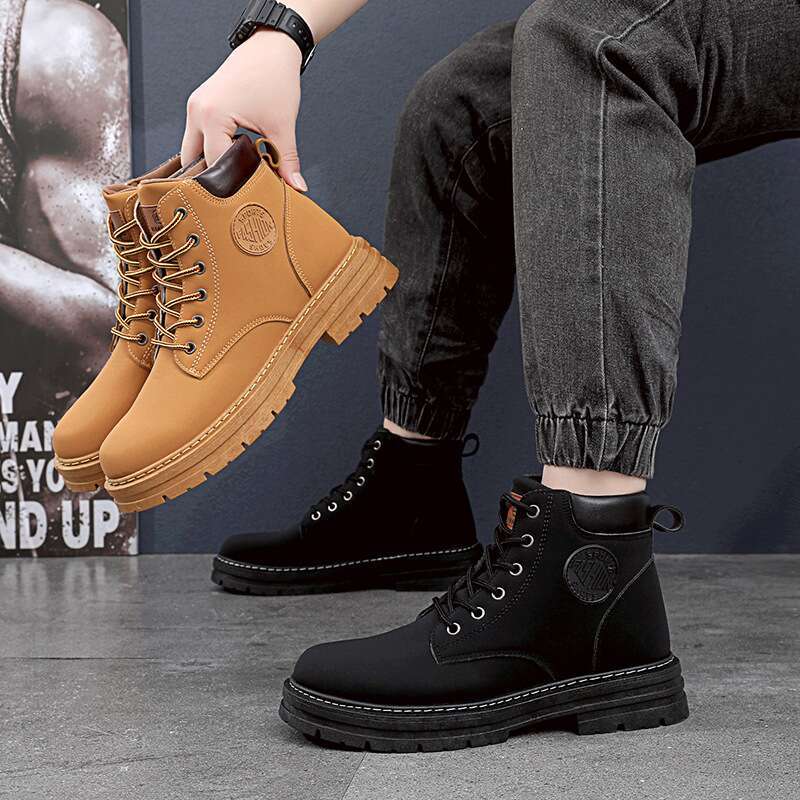 2023 New Autumn Men's Classic Fashion, Durable, Waterproof, High Top Martin Boots Soft Bottom Workwear, Anti Slip