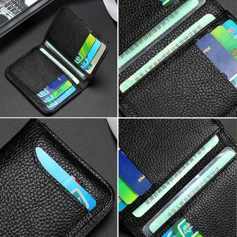 Mens UltraSlim Synthetic Leather Card Holder MultiFunction Mini Short Wallet for License Cards Large Capacity Yet CompactW251017