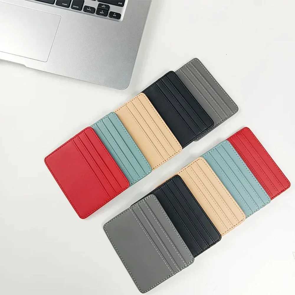 Ultrathin Leather Mini Wallet Slim Bank Credit Card Holder Mens Business Small ID Case for Women Purse 4 Slots CardholderW251017