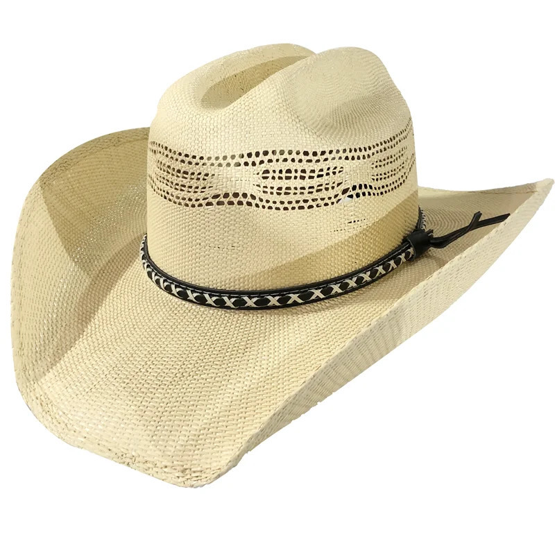 Mens Vintage Western Cowboy Hat Handmade Straw Weaving Beach Sun Hat Gentleman Cowgirl Jazz Hat Sombrero Hombre 251015
