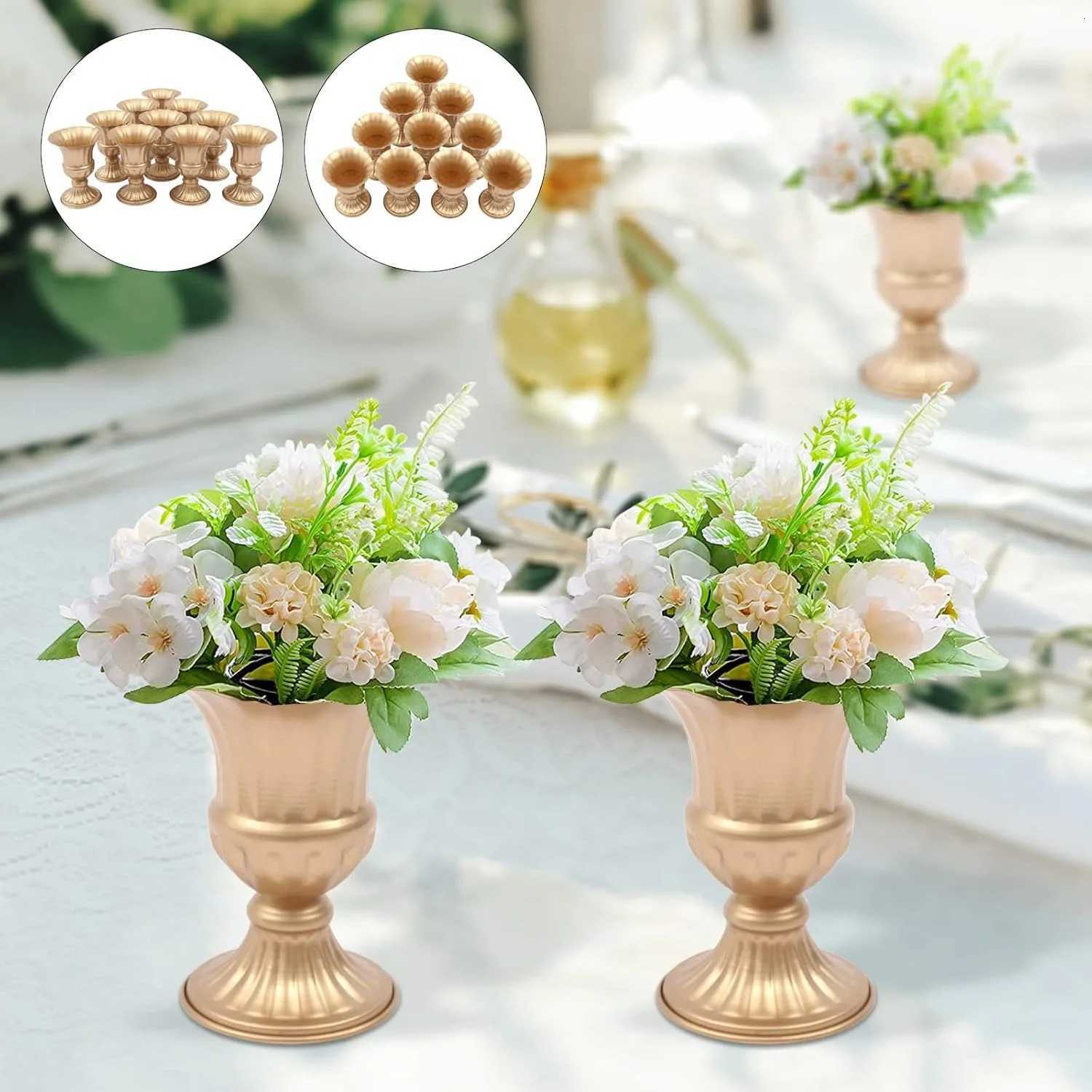 10 Pcs Gold Flower Vases 63 H Centrepieces for Wedding Reception Tables Home Flower Stands for BirthdayChristmas Events C251017