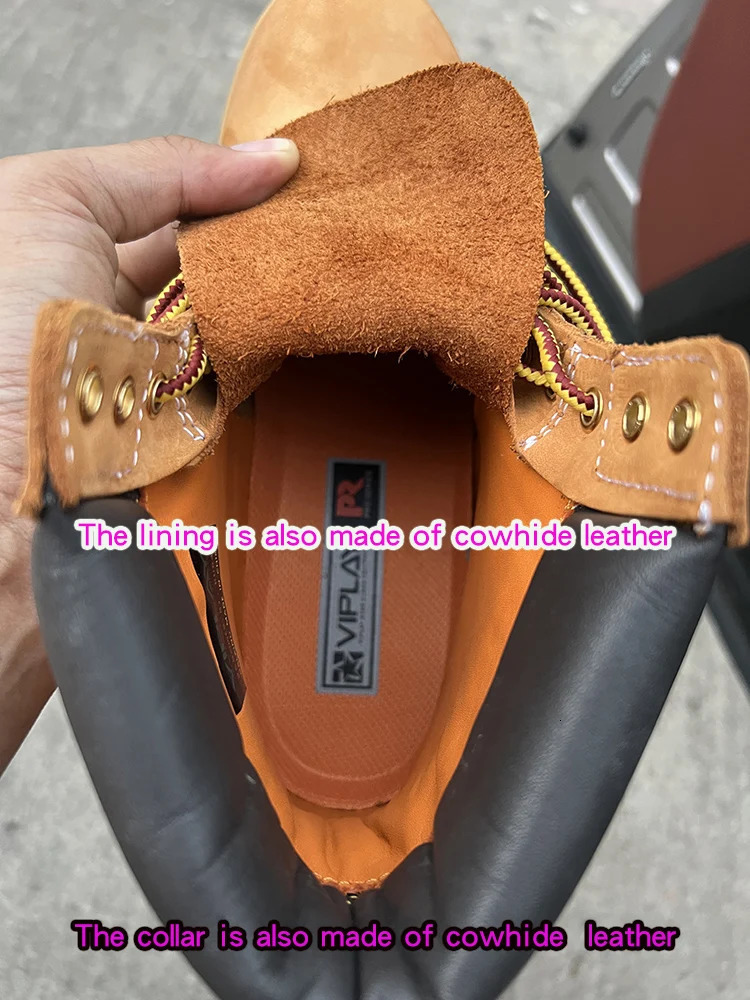 Work Boots Mens Original Comfy Shoes Outdoor Hiking Leather Casual Shoes For Men Basic Boots Waterproof Yellow Boots 251013