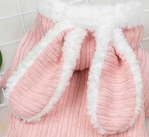 Adorable Rabbit Design Dog JacketWarm Winter Coat for Chihuahua Puppy with Soft Fur Hoodie Cozy PetClothes SmallBreed OuterwearW251017