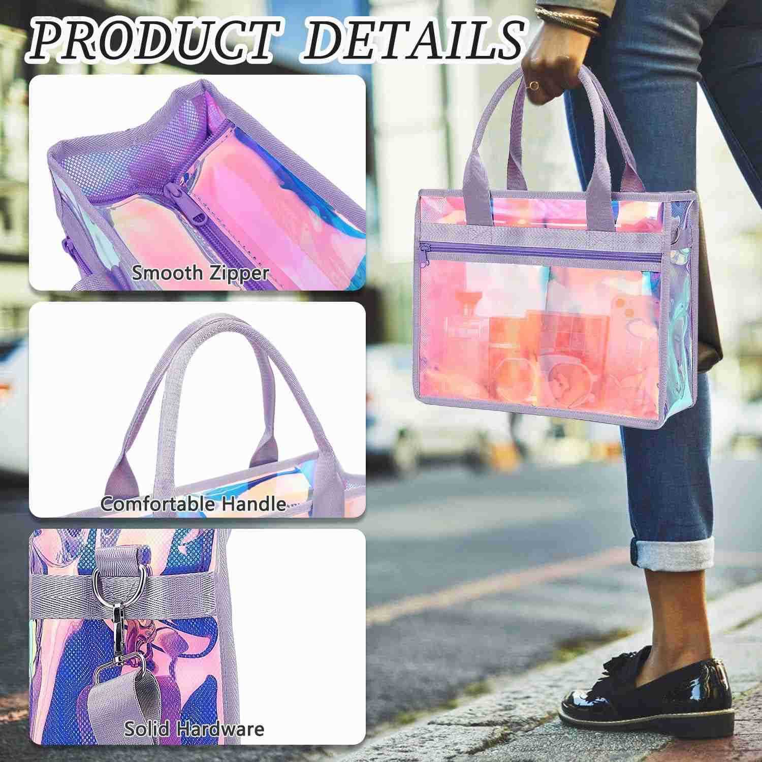 Clear Tote Bag for Women TPU Crossbody Handbag Clear Bag with Zipper Closure for Stadium Events Concert Work Beach M251017