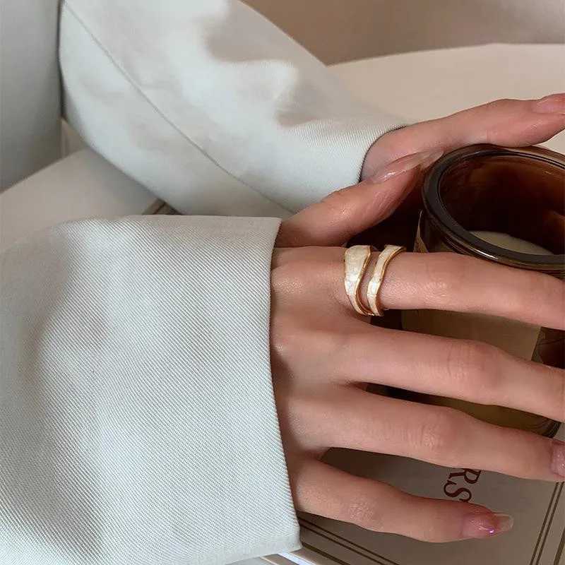 Retro Gold Color Double Oil Drip Open Rings for Women Luxury Irregular Adjustable Finger Ring 2023 New Trendy Wedding Jewelry Z251017