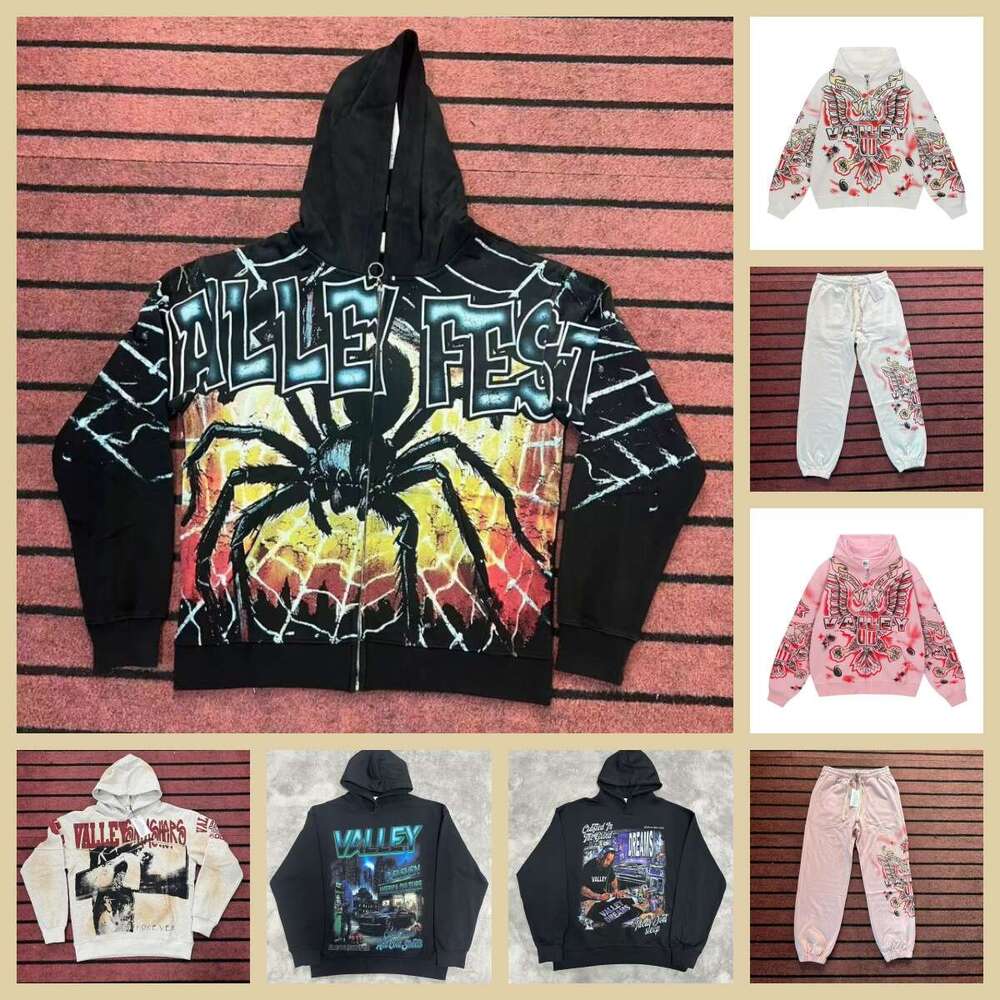 Mens Valley Dreams Hoodies Harajuku Washing Trend Sweatshirts Casual Valley Streetwear Heavy Water Oversized Hoodie Tracksuit High Quality Fashion Clothing yca