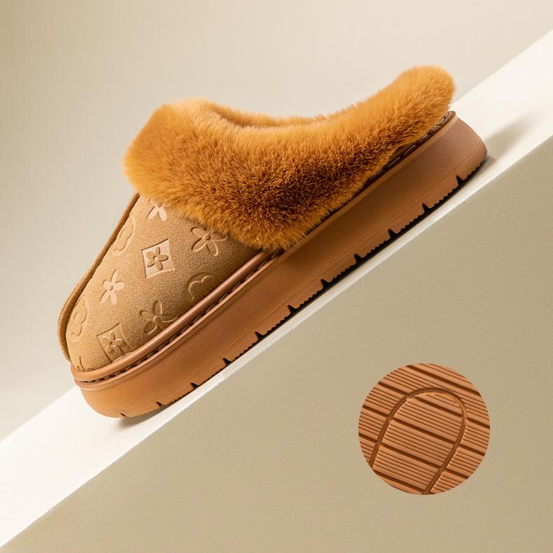 Winter New Home Shoes Fleece Lined Warm Thick Sole Outdoor Indoor Fashion Cotton Slippers