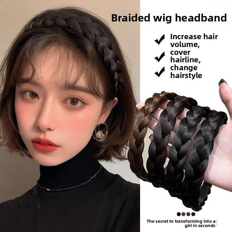 Fishbone Wig for Women 2025 New Style Integrated Braided Twist Braid Clip Hair Accessory Headband