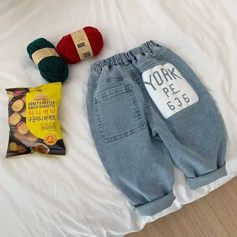 New Korean Edition Boys and Girls Spring Pants Childrens Cool Casual Jeans Trousers Childrens Autumn Jeans PantT251017
