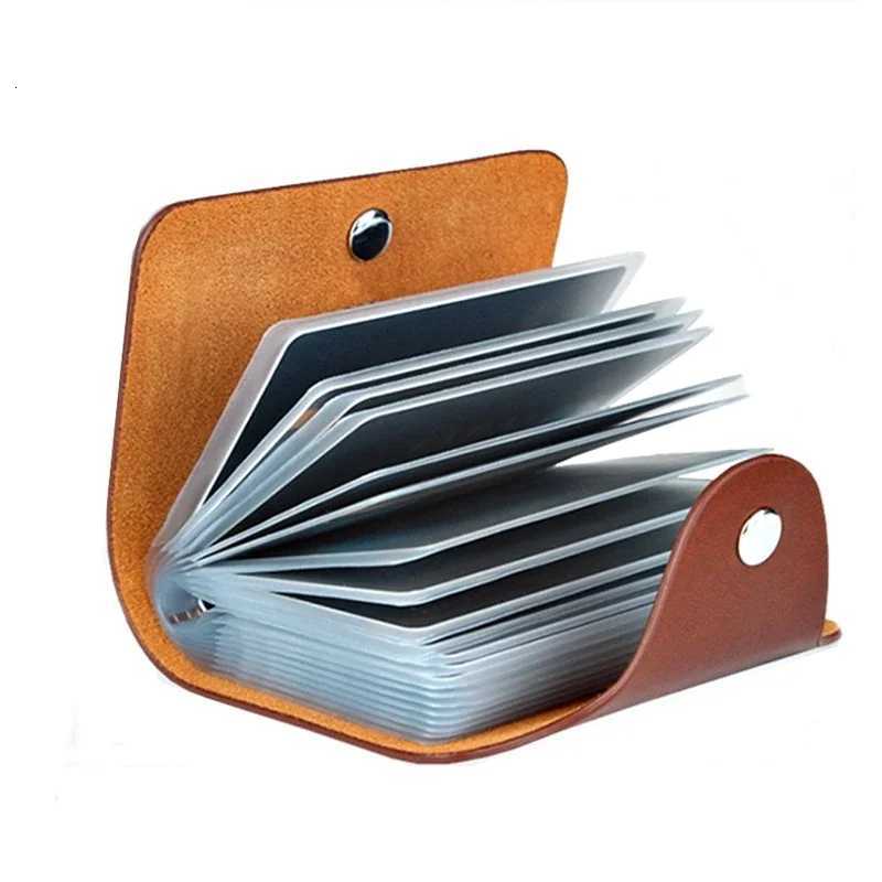 24 Slots Bits Card Holder Bag Simple Solid Color Pocket Case Men Women Credit ID Card Organizer Leather Cardholder WalletW251017
