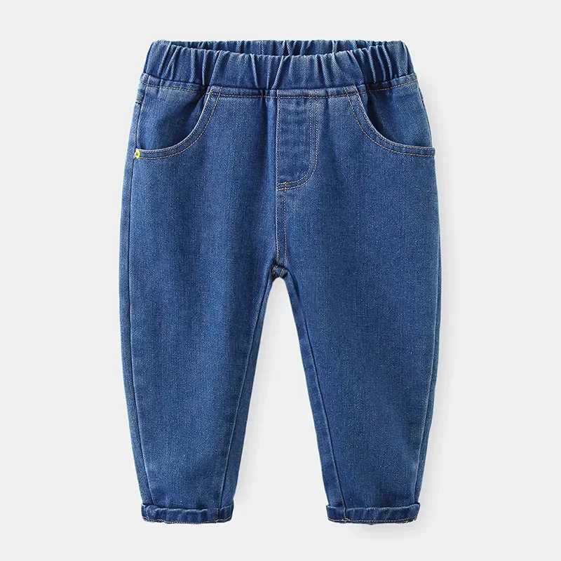 New 2025 Spring Autumn Boys Fashion Solid Jeans Long Trousers Kids Classic Elastic Waist Denim Pants Clothing for 26 YearsT251017