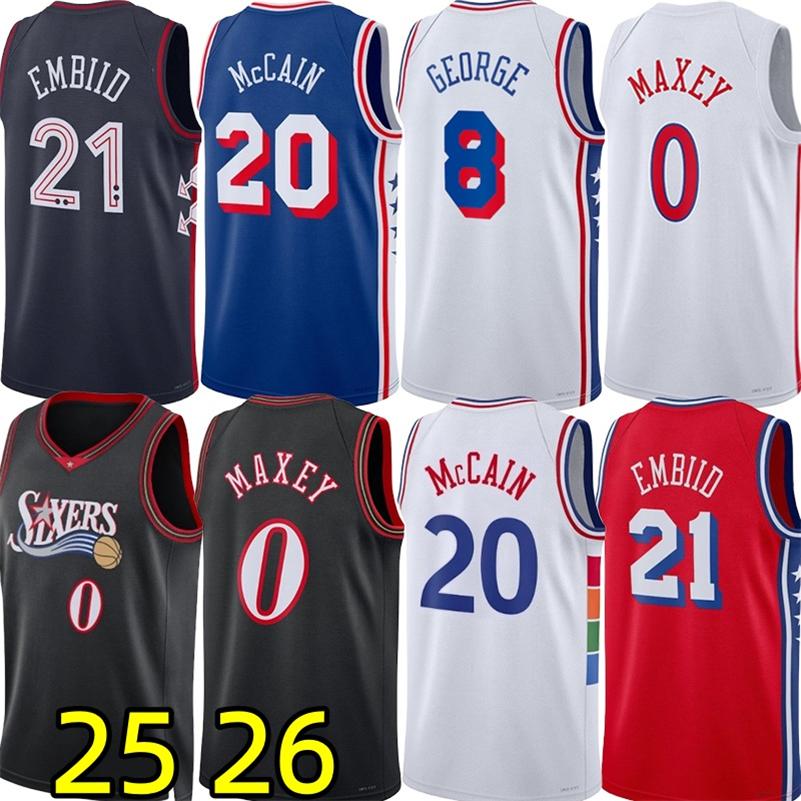 76erss Basketball Jerseys Tyrese Maxey Jared McCain VJ Edgecombe Paull George Joell Embiid Quentin Grimes Kelly Oubre Andre Drummond Allen Iverson City Jersey