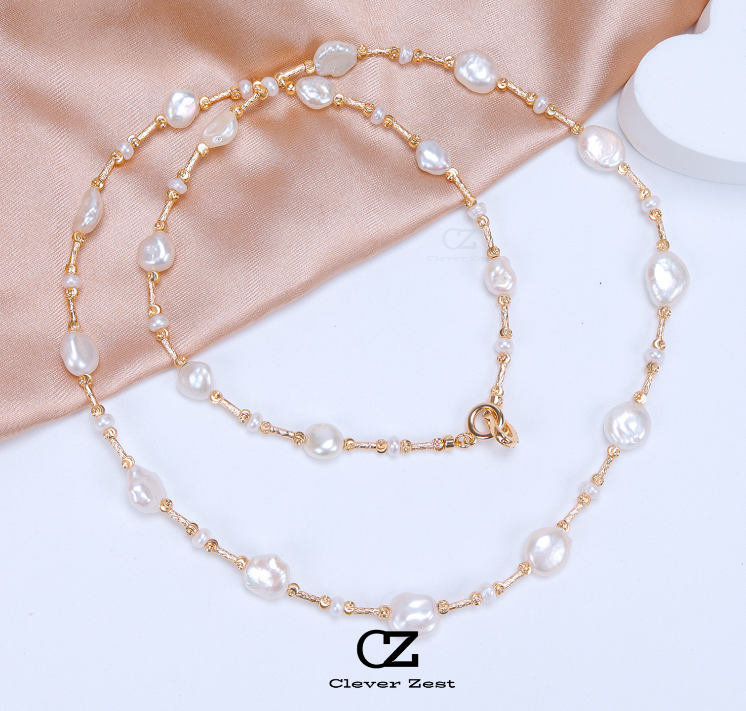 Natural White Baroque Pearl Gold-Plated Necklace 14K Gold-Filled Fashionable Versatile Trend-Setting Anniversary Gift Best Friend Gift