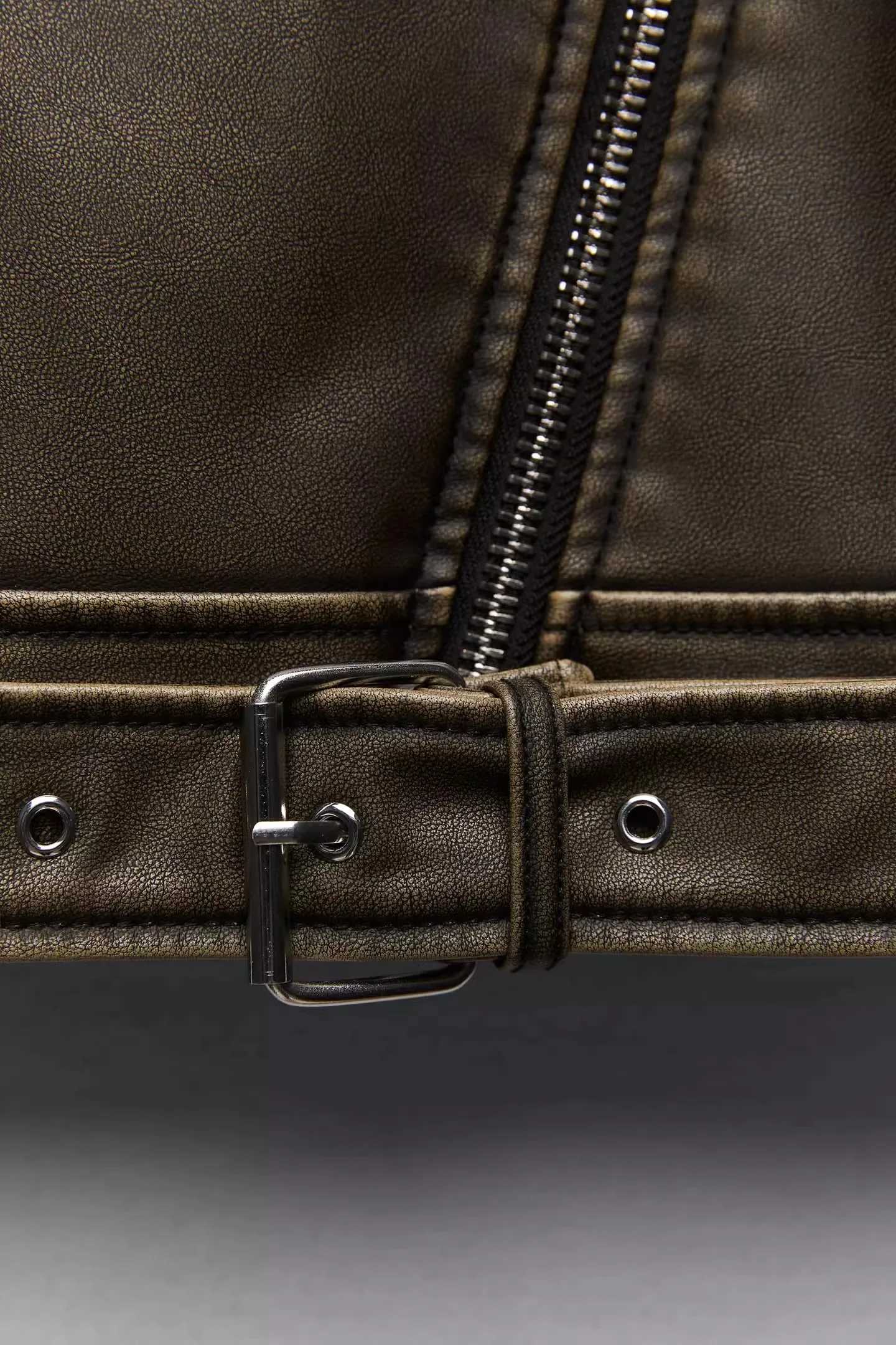 ZVRI ladies 2024 new vintage do old washed leather imitation leather locomotive type PU jacket womens coat topT251017