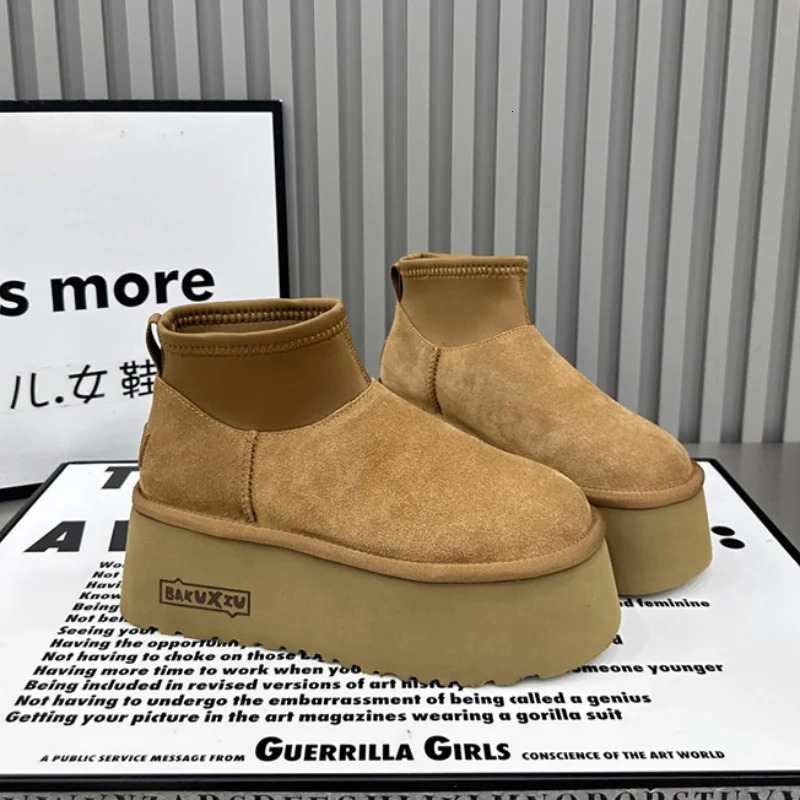 Leopard Print Thicksoled Womens Snow Boots Special Price Height Leopard Print Suede Slipon Warm Shoes Fashion Plush Boots 251013