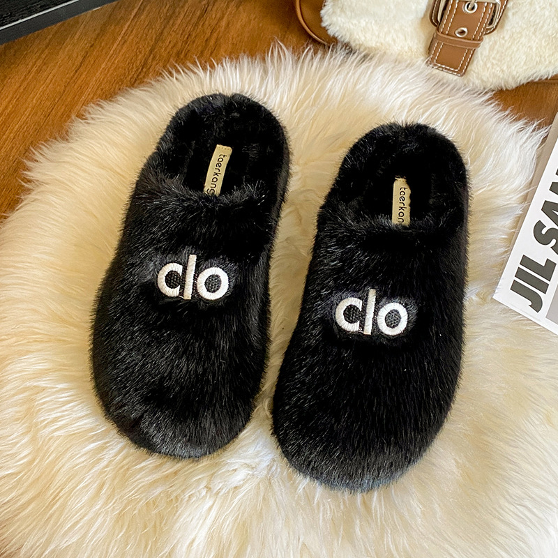 Designer shoes free shipping 2025 New Thick Bottom Warm Lamb Hair Slippers Outdoor Indoor Versatile Fashion and Casual Flat Slippers black white khaki