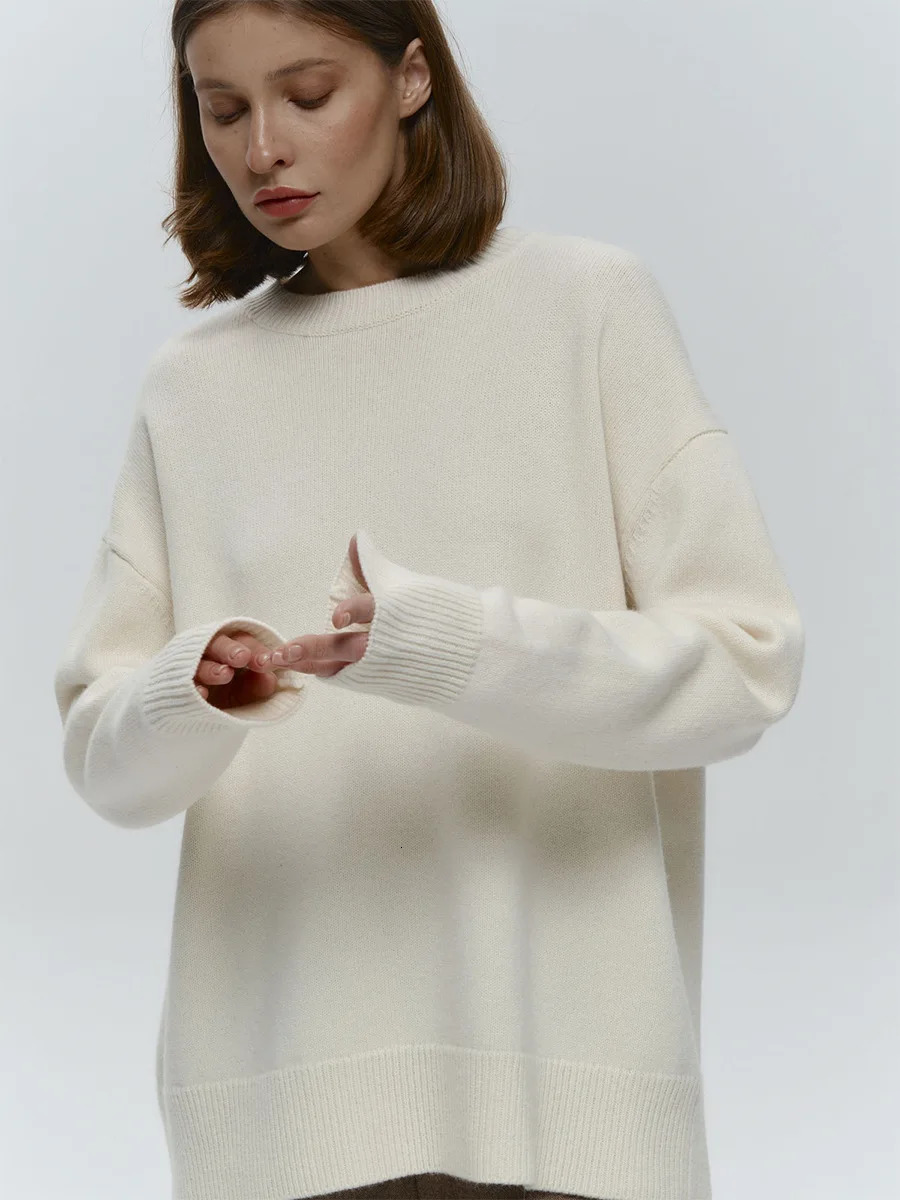 Blubelle Womens ONeck Oversized Sweater Autumn Winter Thick Warm Loose Simple Solid Color Knitted Pullover Casual Jumper Top 251013