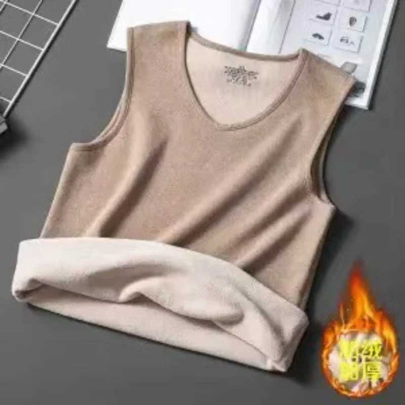 Mens Heat Vest Solid Base Thick Slim Comfortable Thermal Shirt Sleeveless Round Neck Velvet Thickening Thermal Underwear XL4XL H251017