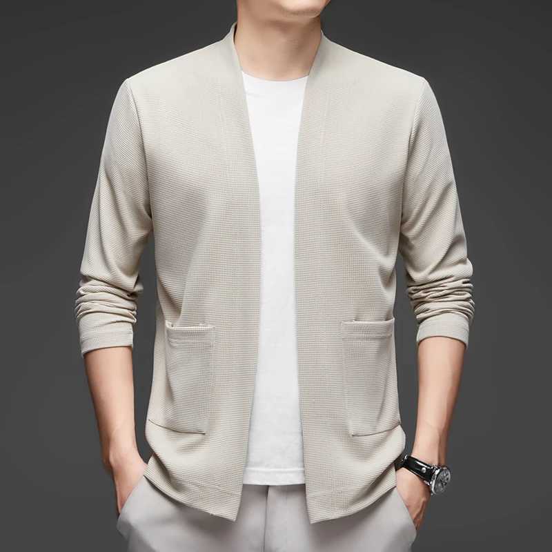 Knitted cardigan jacket for men in spring and autumn long sleeved casual versatile sweater for men in spring outerwear trendy J251017