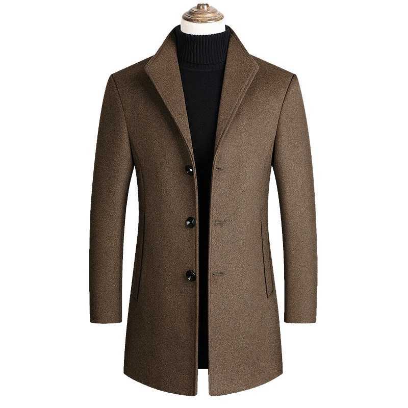 Men Wool Blends Coats Trench Pea Coat 2024 Spring Winter New Solid Color High Quality Mens Wool Jacket Luxurious Brand Clothing J251017