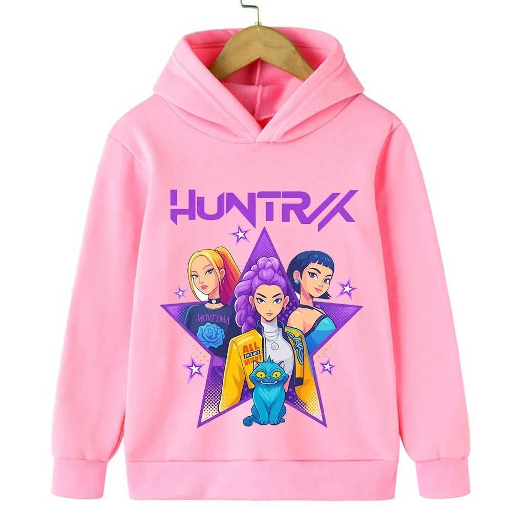 Outdoor childrens autumn and winter hooded sweatshirt KPop Devil Hunter print girls and boys casual sportswear C251017