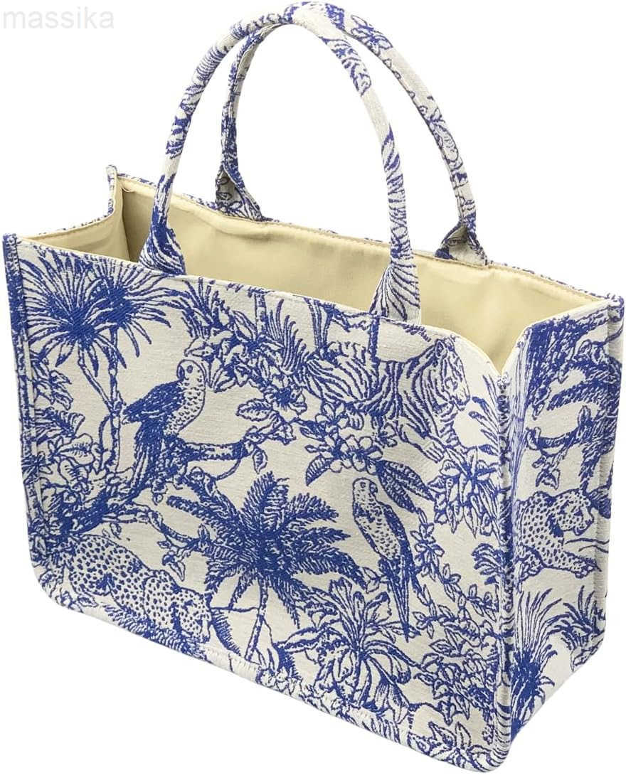 Luxury Large Tote Bag Retro Embroidery Jacquard Handbag Cotton Linen Bags for Women M251017