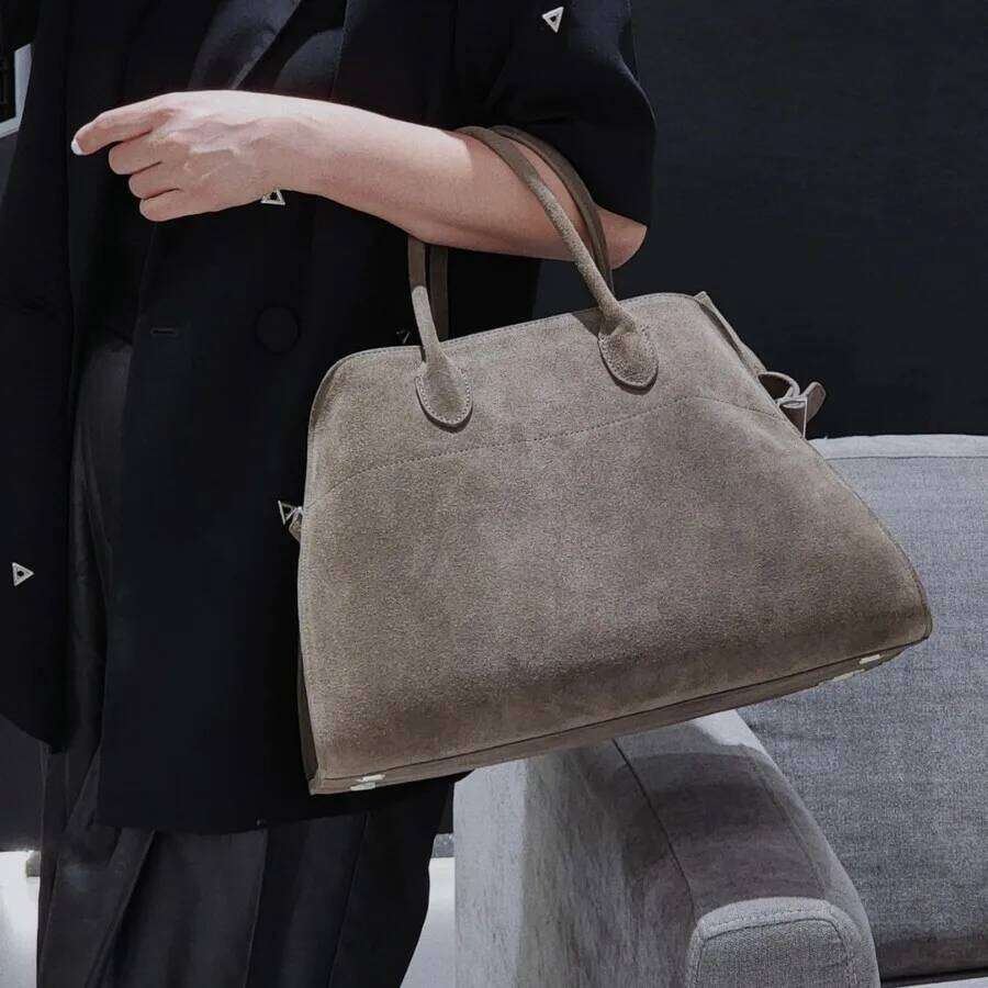 New Shoulder Handbag Suede Tote Large Capacity Messenger Women s Autumn and Winter Cowhide Commuter Bag