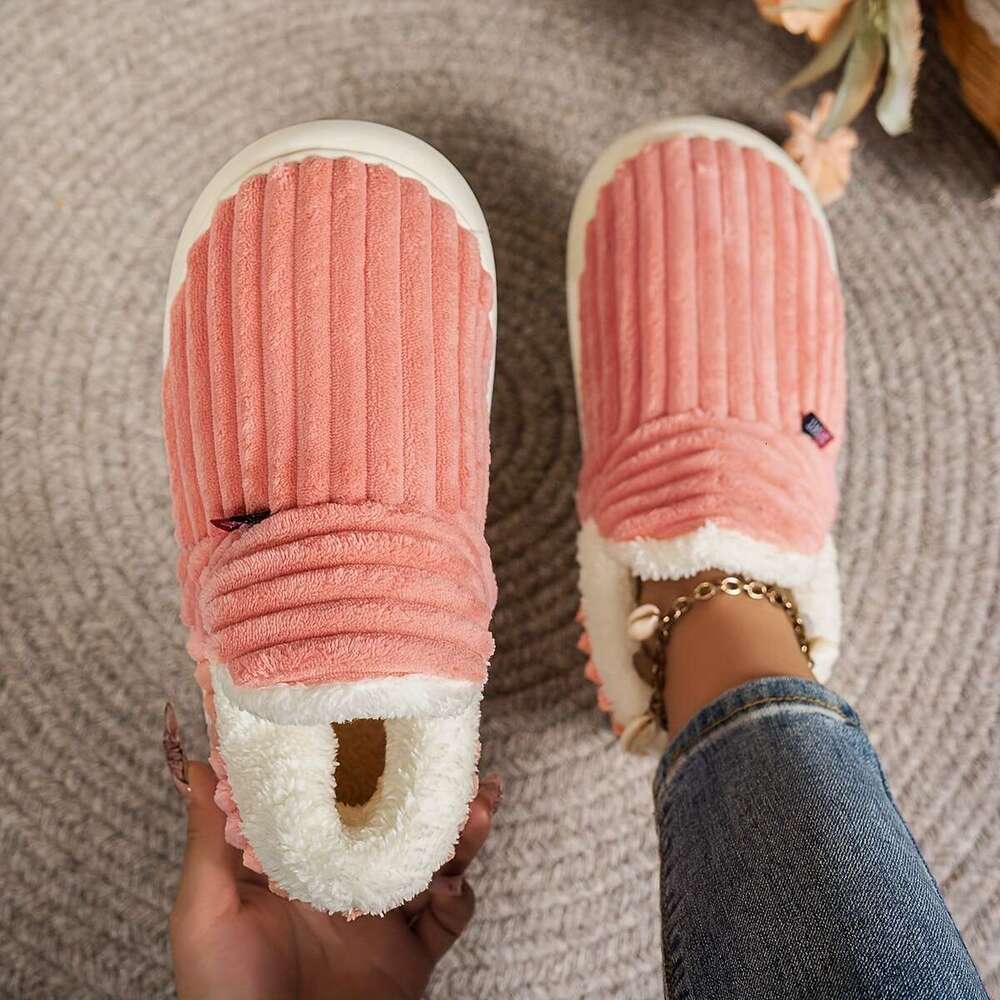 Women's Plush Furry Winter Boots With Non-Slip Rubber Sole Thick Cushioned PU Insole All-Season Indoor/Outdoor House, Multi-Color Beige, Pink, Bl