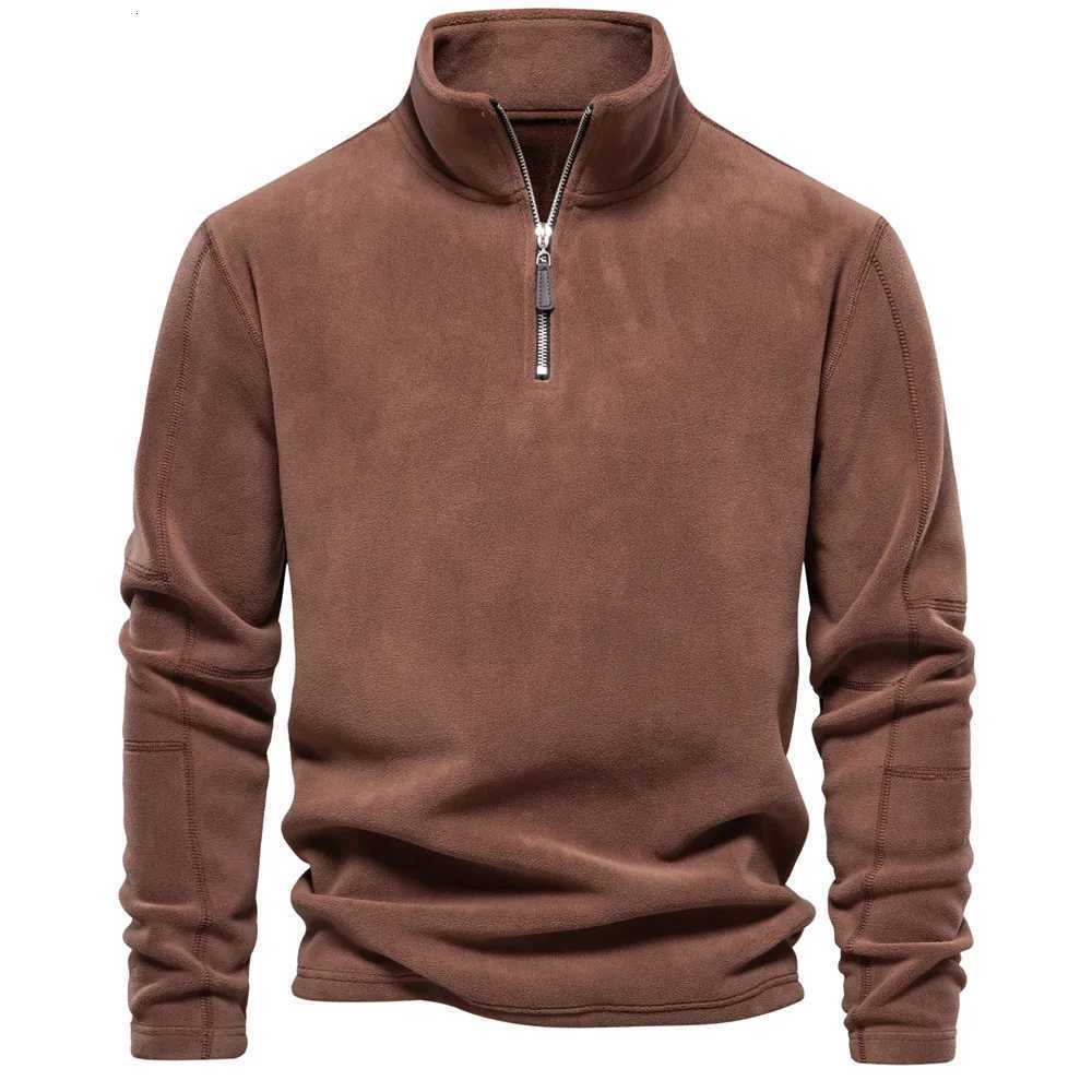 Autumn Winter Warm Pullover Men Casual Fleece Sweatshirts Sweater Male Zip Up Sweatshirt Stand Up Collar Blouse Tops Men Clothes Z251017