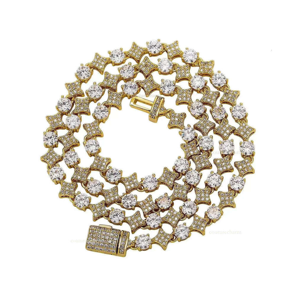 New Design Sparkling Mens Womens 6mm Sterling Sier VVS Moissanite Dia Iced Out Star Tennis Chain Necklace