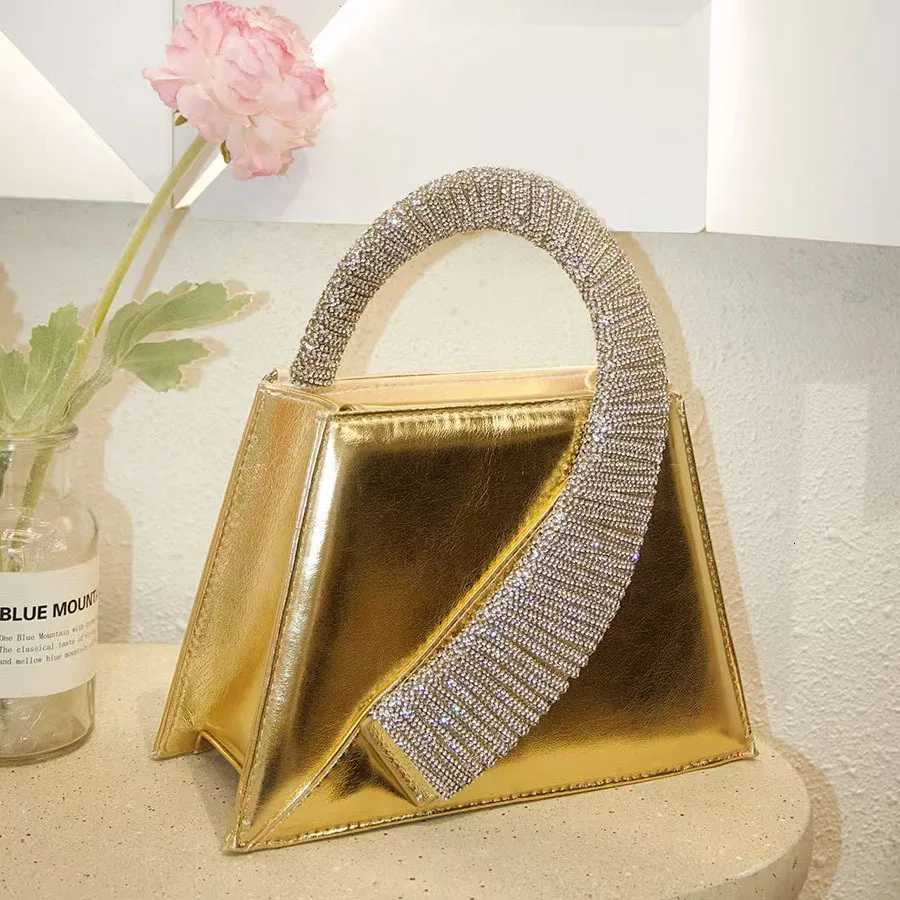 Luxury Satin Square Bag Wedding Party Clutch Purse Glitter Shiny Diamonds Handle Evening Bag Crossbody Bag Women Fashion Handbag Z251017
