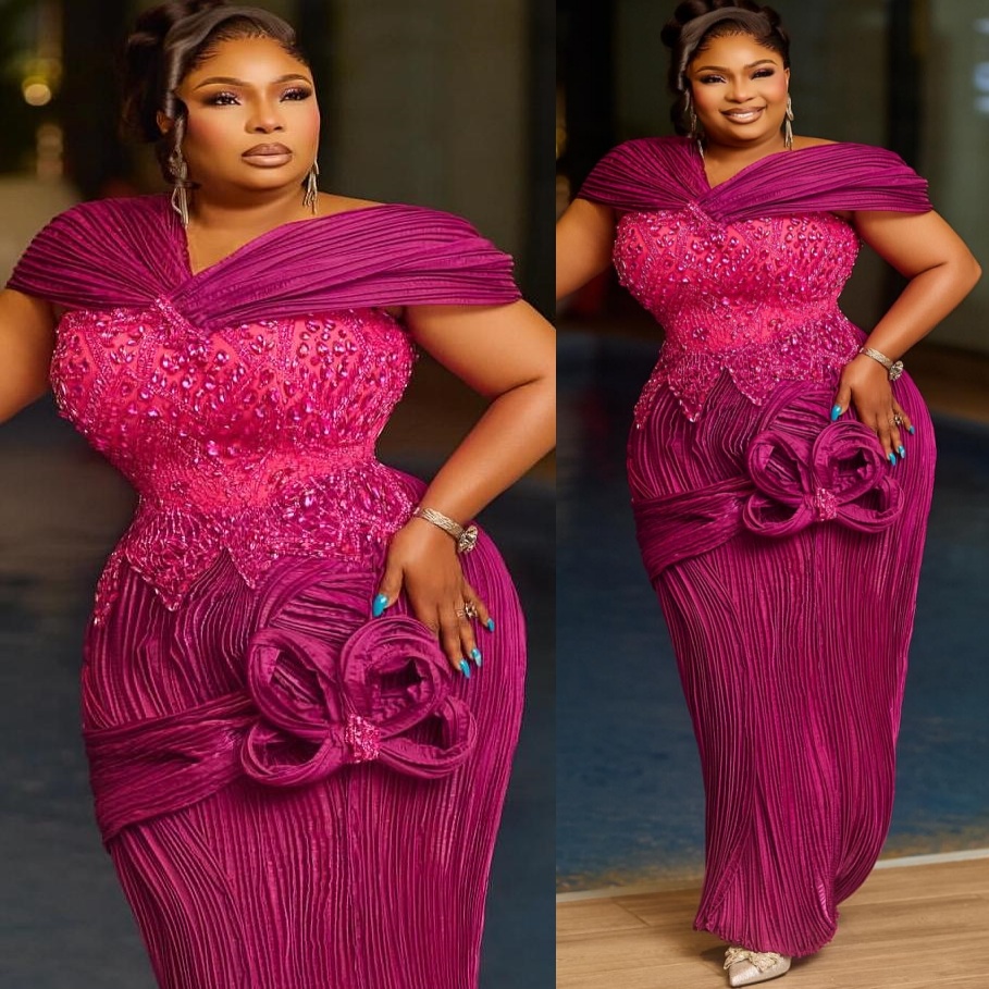Sheath Fuchsia Plus Size Prom Dresses 2025 Beaded Crystals Stylish Evening Formal Party Second Birthday Engagement Gowns Dress For Special Occasions