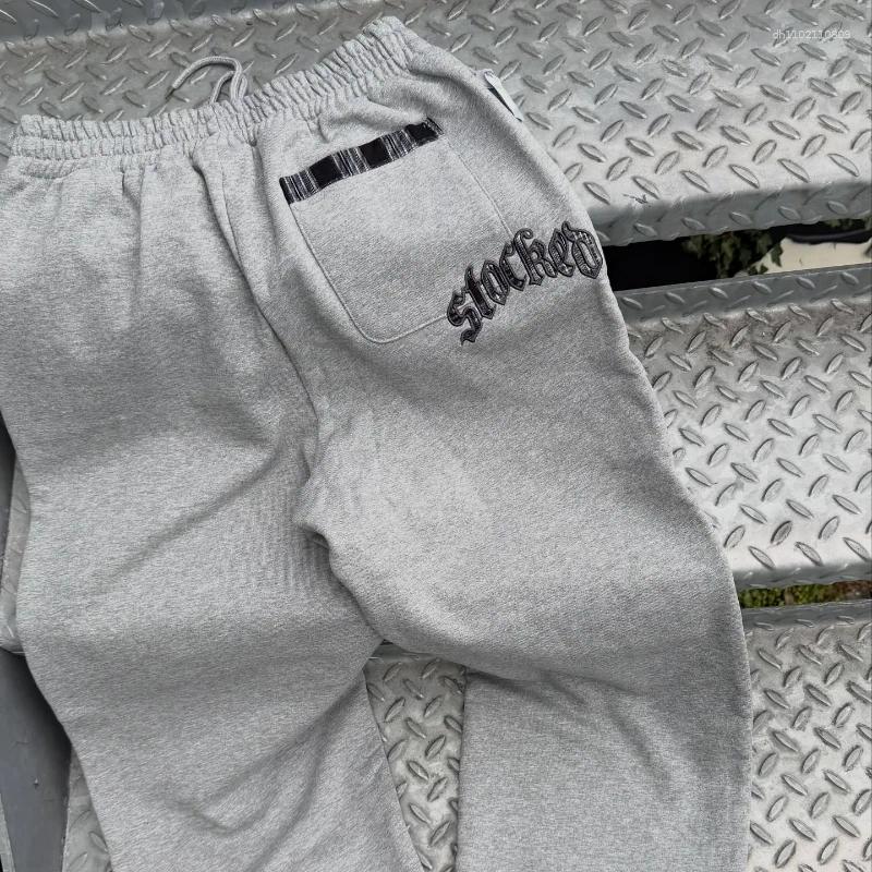 Men's Pants Y2k Stocked Plaid Joggers Gothic Letter Embroidery Unisex Retro Sweatpants Hip-Hop Harajuku Streetwear Casual