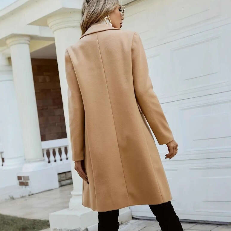 Trade Autumn Winter Women's Elegant Double-Breasted Wool Coat B5