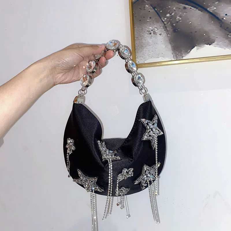 Women Silk Handbag Diamond Bucket Bag StarTassel Evening Bag Shoulder Bag Hobo Bag Party Purse Female Clutches Bolsos Z251017