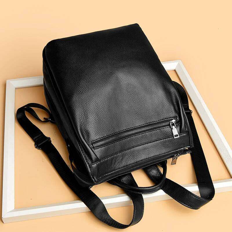 100% Genuine Leather Stylish Backpack Women Large Capacity Travel Rucksack New Knapsack For Ladies Satchel Schoolbag